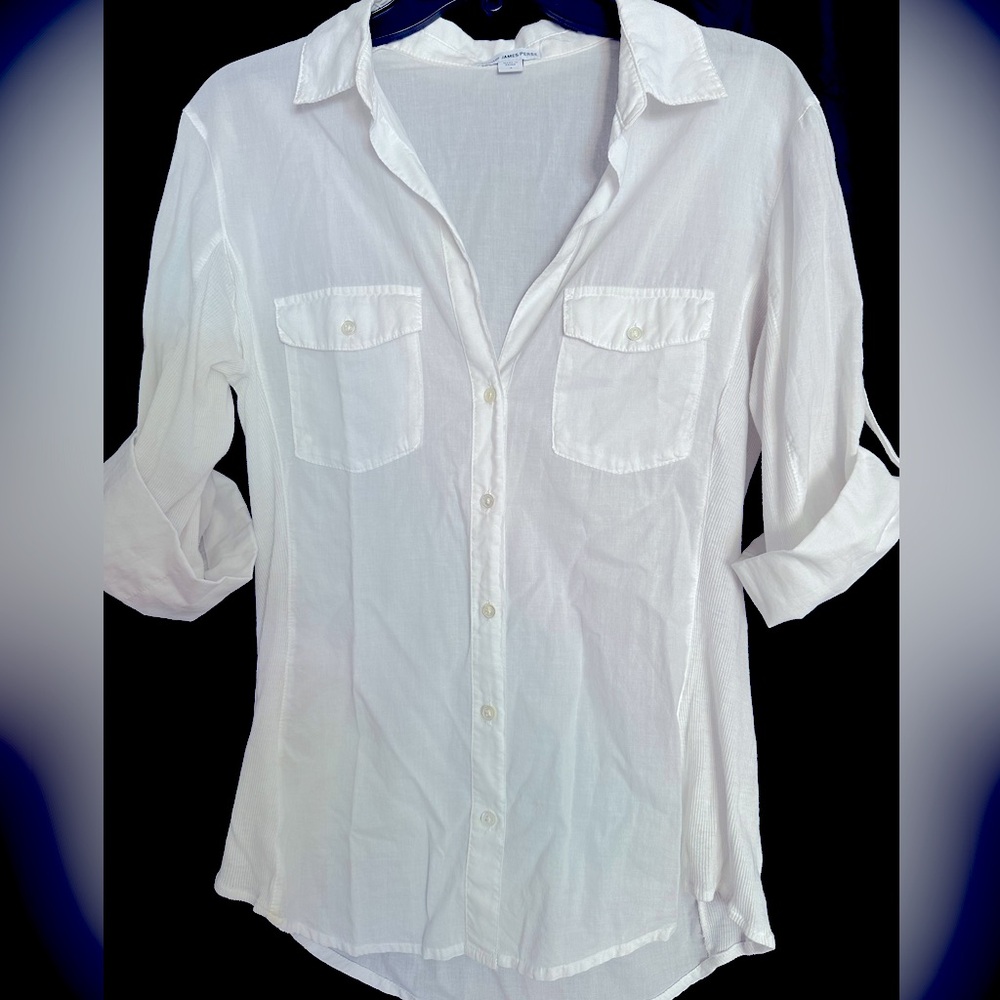 James Perse white button down shirt. Size 4.